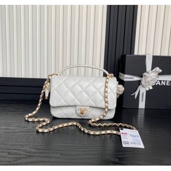 Chanel Quilted Lambskin Flap Bag with Top Handle, Chain and Knot AS5317 White 2025 (yezi-250113049)