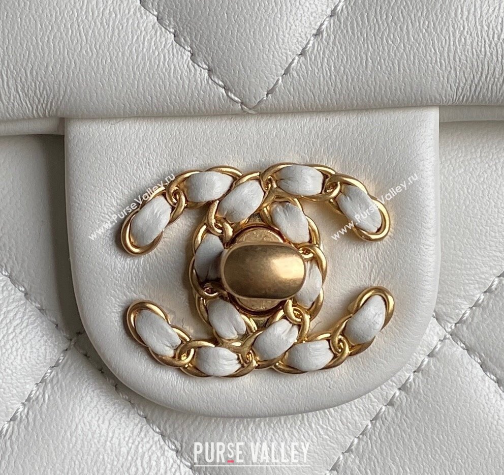 Chanel Quilted Lambskin Flap Bag with Top Handle, Chain and Knot AS5317 White 2025 (yezi-250113049)