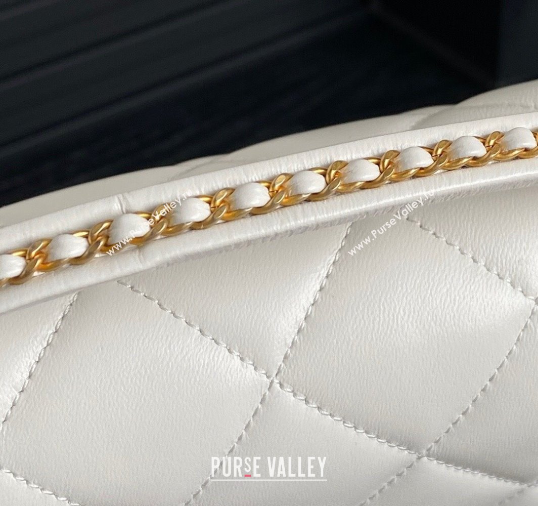 Chanel Quilted Lambskin Flap Bag with Top Handle, Chain and Knot AS5317 White 2025 (yezi-250113049)