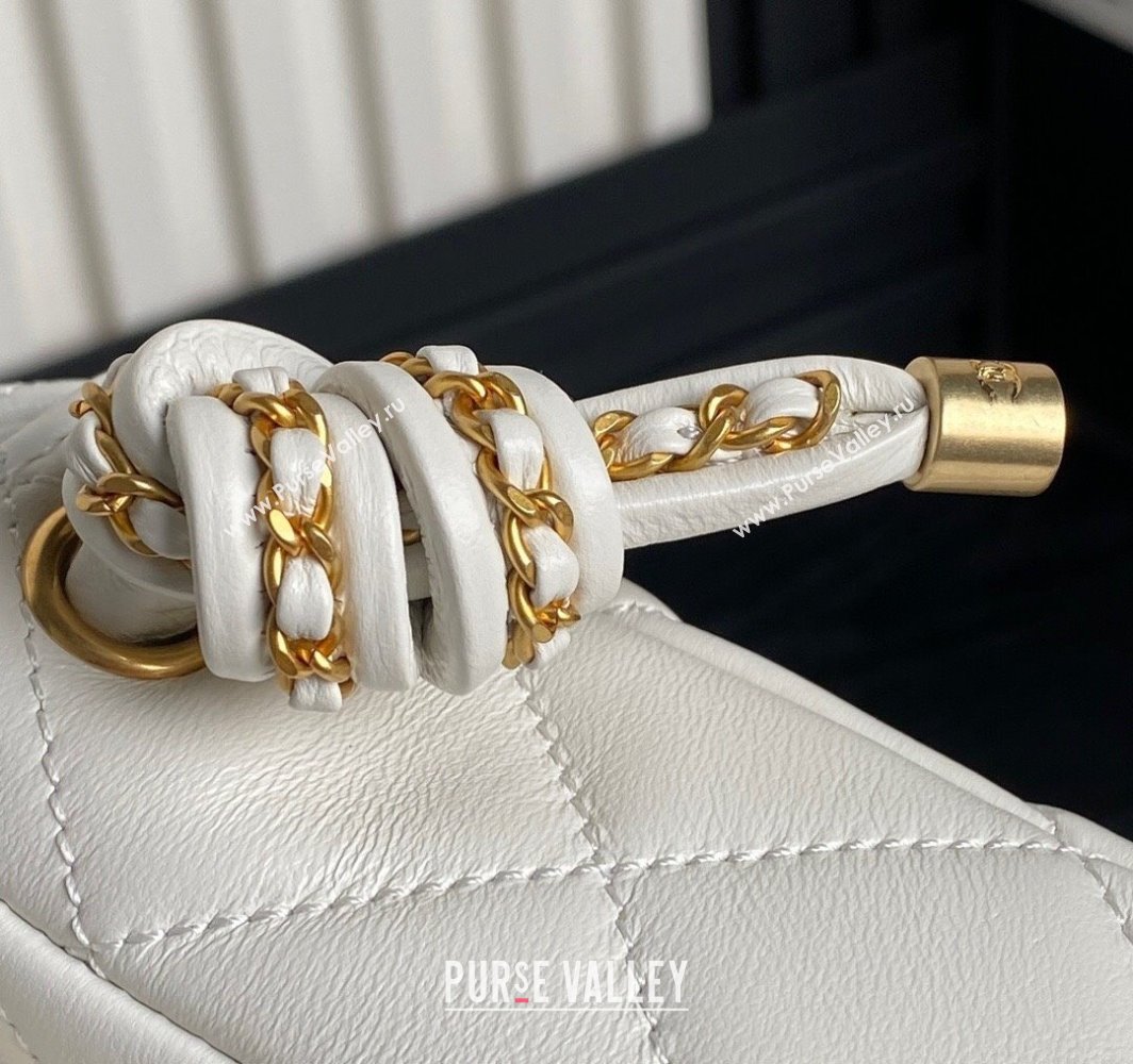 Chanel Quilted Lambskin Flap Bag with Top Handle, Chain and Knot AS5317 White 2025 (yezi-250113049)