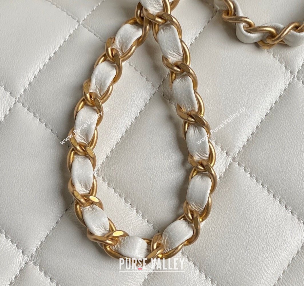 Chanel Quilted Lambskin Flap Bag with Top Handle, Chain and Knot AS5317 White 2025 (yezi-250113049)