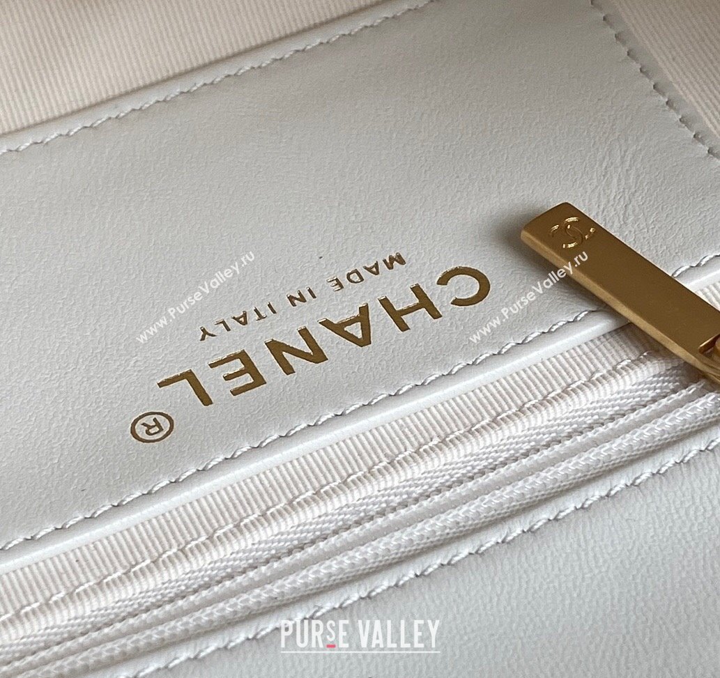 Chanel Quilted Lambskin Flap Bag with Top Handle, Chain and Knot AS5317 White 2025 (yezi-250113049)