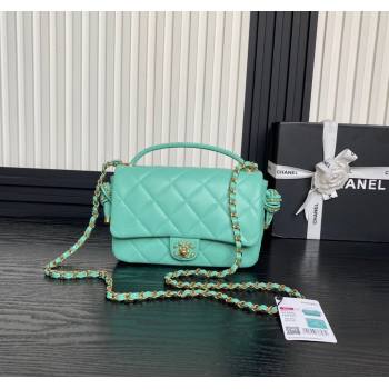 Chanel Quilted Lambskin Flap Bag with Top Handle, Chain and Knot AS5317 Green 2025 (yezi-250113050)