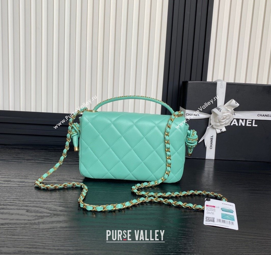 Chanel Quilted Lambskin Flap Bag with Top Handle, Chain and Knot AS5317 Green 2025 (yezi-250113050)