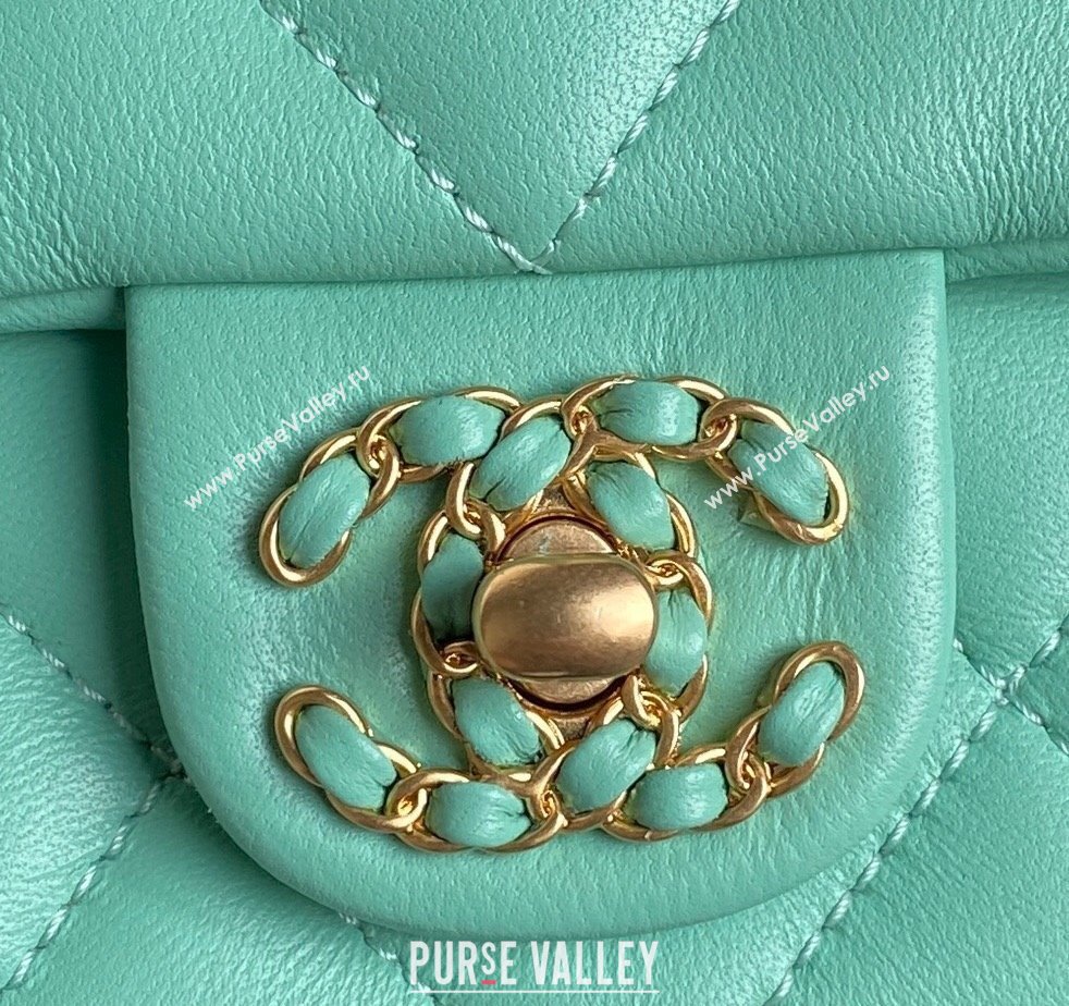 Chanel Quilted Lambskin Flap Bag with Top Handle, Chain and Knot AS5317 Green 2025 (yezi-250113050)