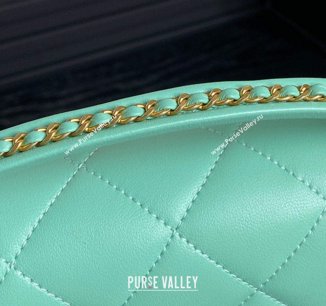 Chanel Quilted Lambskin Flap Bag with Top Handle, Chain and Knot AS5317 Green 2025 (yezi-250113050)