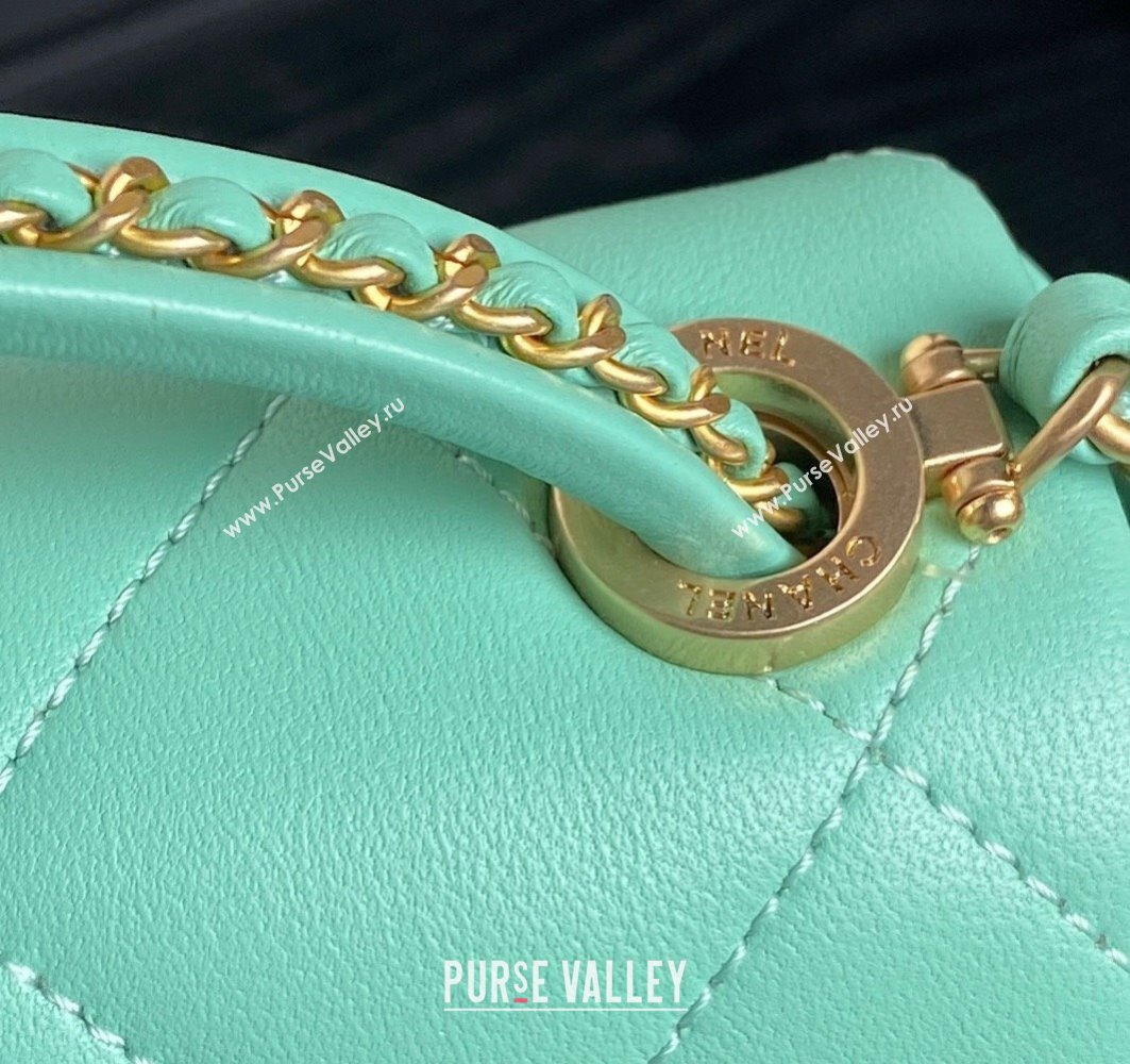 Chanel Quilted Lambskin Flap Bag with Top Handle, Chain and Knot AS5317 Green 2025 (yezi-250113050)