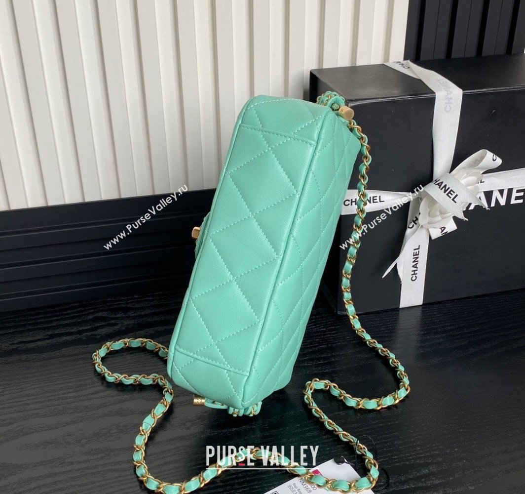 Chanel Quilted Lambskin Flap Bag with Top Handle, Chain and Knot AS5317 Green 2025 (yezi-250113050)