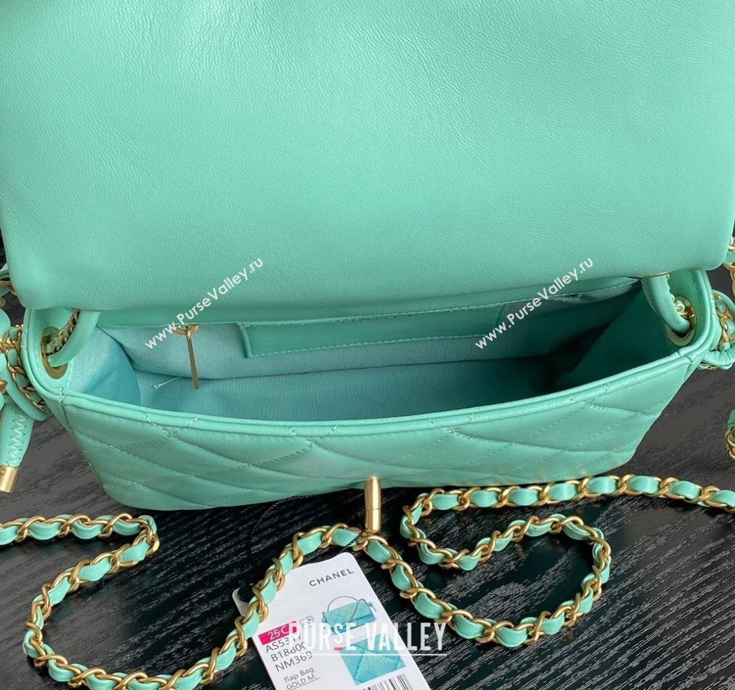 Chanel Quilted Lambskin Flap Bag with Top Handle, Chain and Knot AS5317 Green 2025 (yezi-250113050)