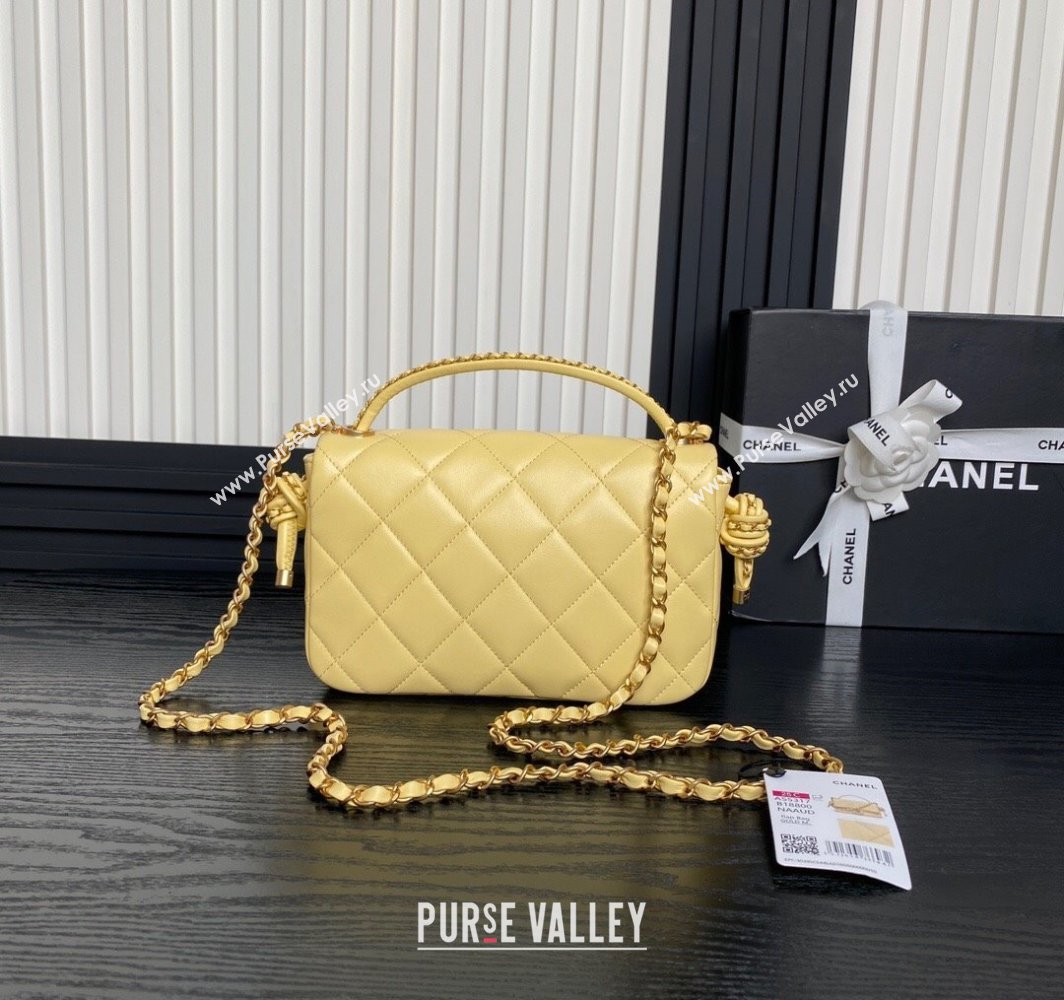 Chanel Quilted Lambskin Flap Bag with Top Handle, Chain and Knot AS5317 Yellow 2025 (yezi-250113051)