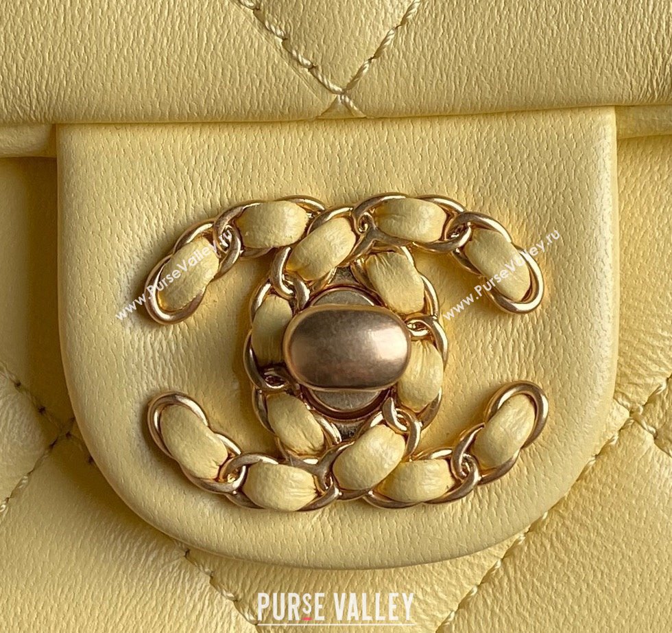 Chanel Quilted Lambskin Flap Bag with Top Handle, Chain and Knot AS5317 Yellow 2025 (yezi-250113051)