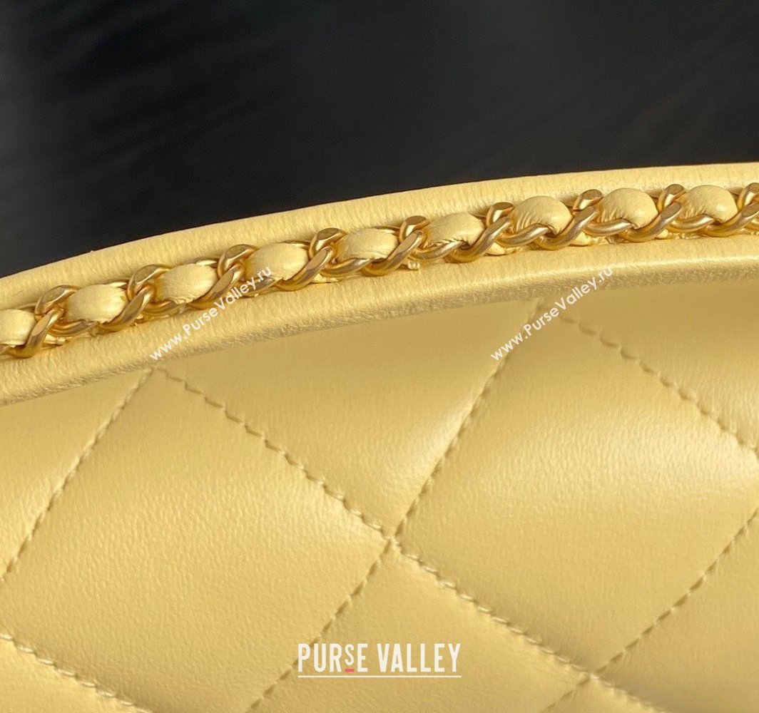 Chanel Quilted Lambskin Flap Bag with Top Handle, Chain and Knot AS5317 Yellow 2025 (yezi-250113051)