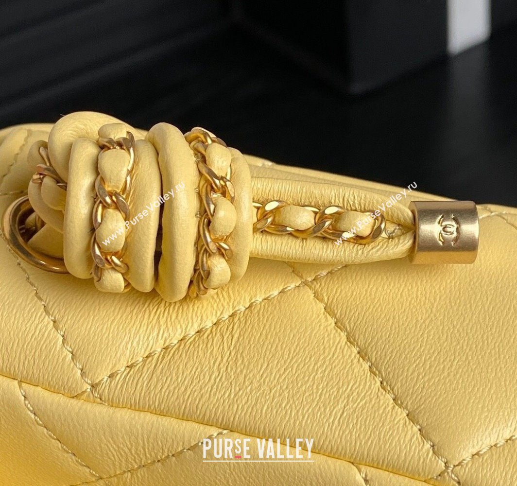 Chanel Quilted Lambskin Flap Bag with Top Handle, Chain and Knot AS5317 Yellow 2025 (yezi-250113051)