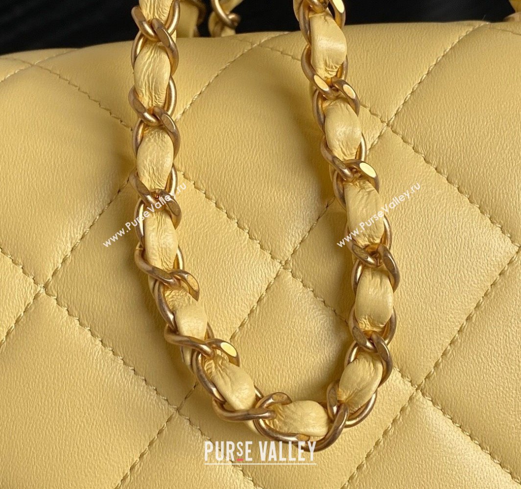 Chanel Quilted Lambskin Flap Bag with Top Handle, Chain and Knot AS5317 Yellow 2025 (yezi-250113051)