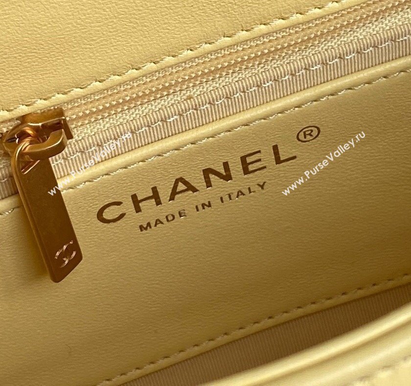 Chanel Quilted Lambskin Flap Bag with Top Handle, Chain and Knot AS5317 Yellow 2025 (yezi-250113051)