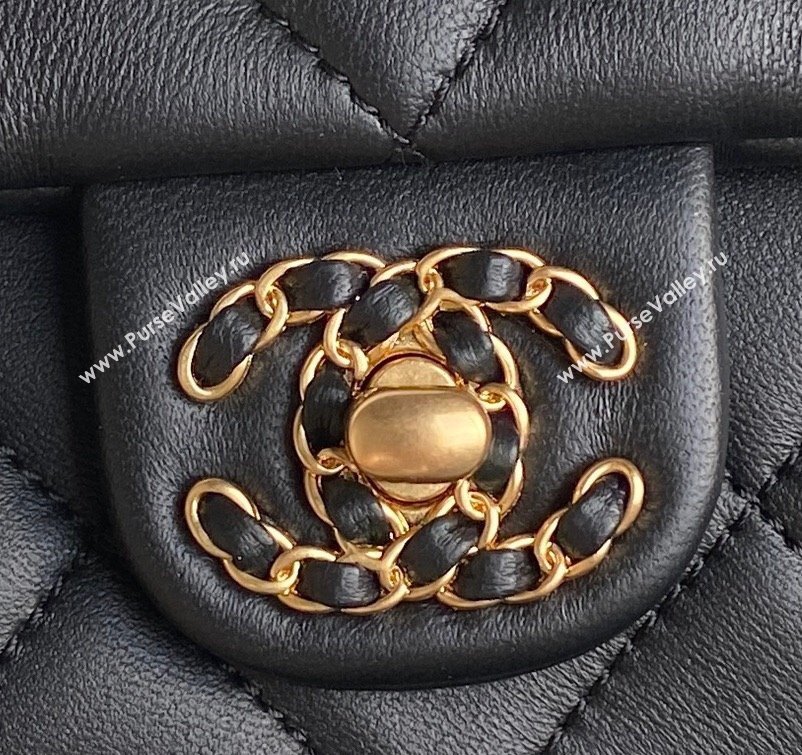 Chanel Quilted Lambskin Mini Flap Bag with Top Handle, Chain and Knot AS5298 Black 2025 (yezi-250113052)
