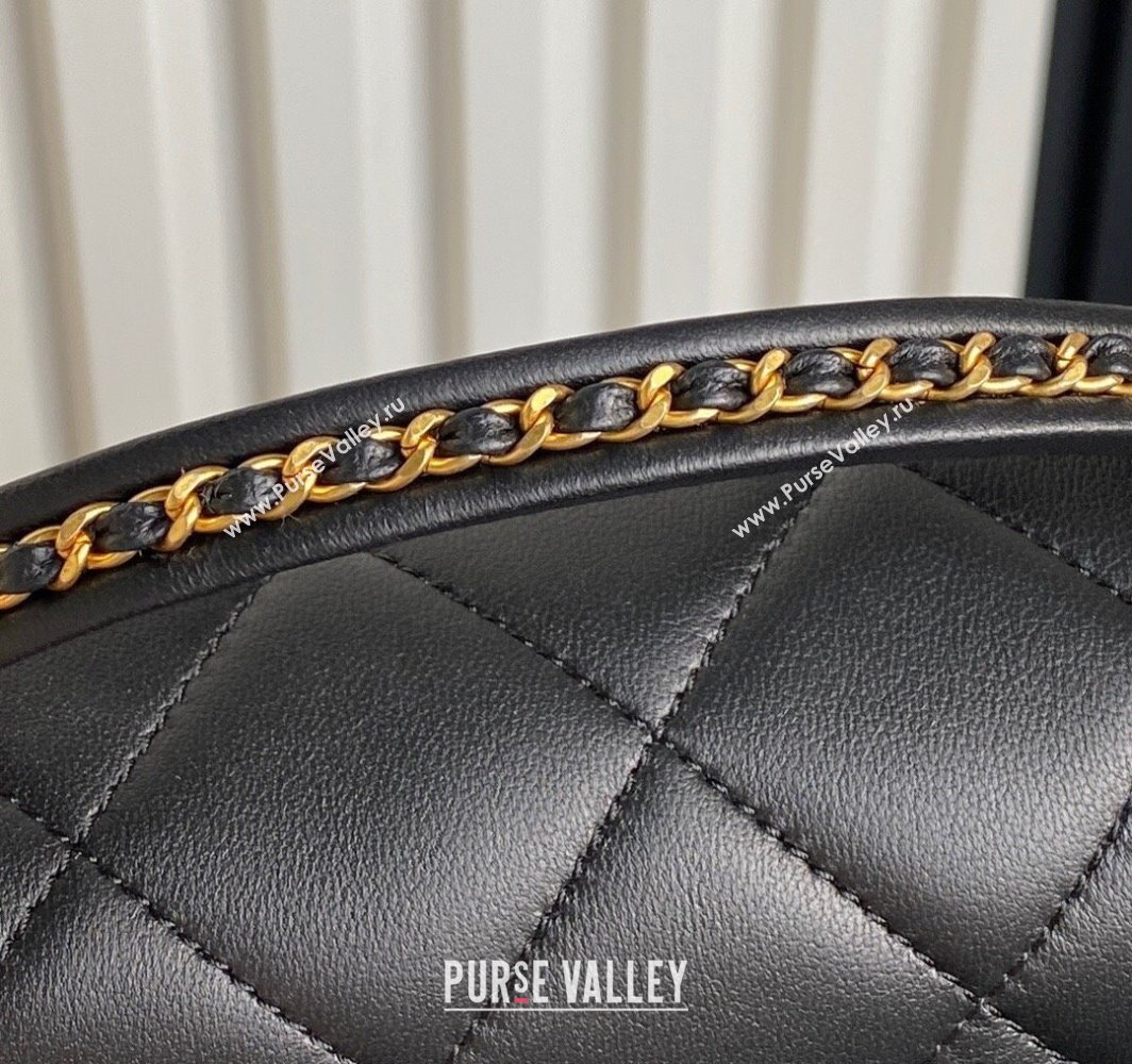 Chanel Quilted Lambskin Mini Flap Bag with Top Handle, Chain and Knot AS5298 Black 2025 (yezi-250113052)