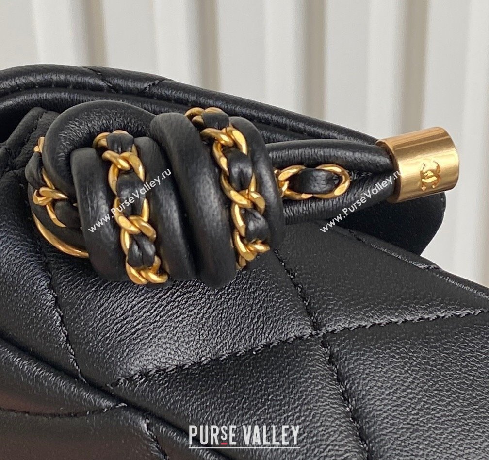 Chanel Quilted Lambskin Mini Flap Bag with Top Handle, Chain and Knot AS5298 Black 2025 (yezi-250113052)