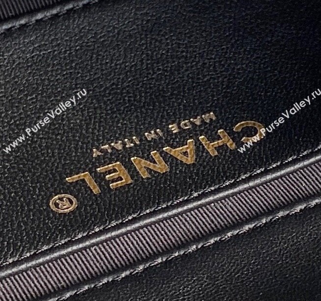 Chanel Quilted Lambskin Mini Flap Bag with Top Handle, Chain and Knot AS5298 Black 2025 (yezi-250113052)