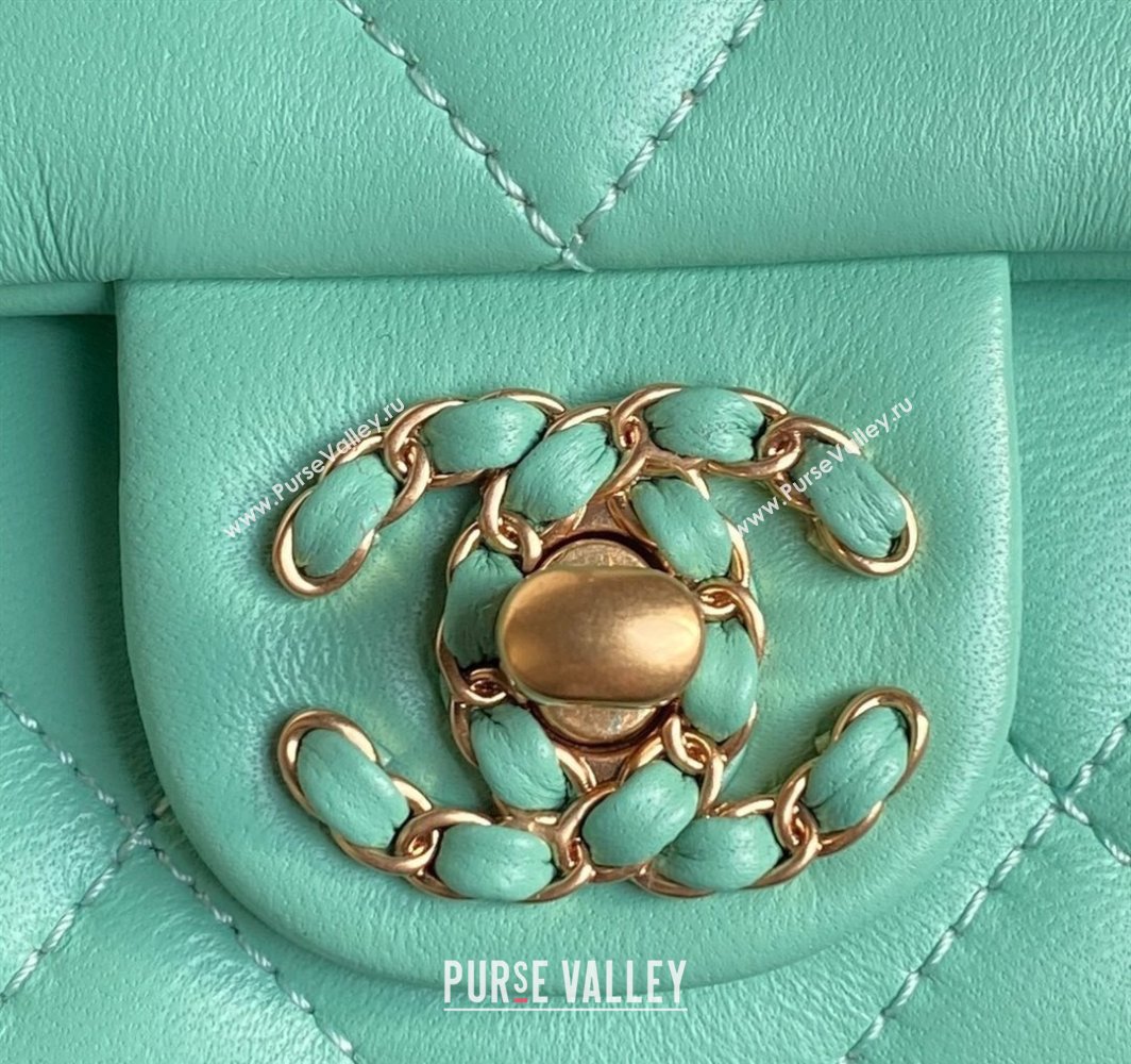 Chanel Quilted Lambskin Mini Flap Bag with Top Handle, Chain and Knot AS5298 Green 2025 (yezi-250113054)