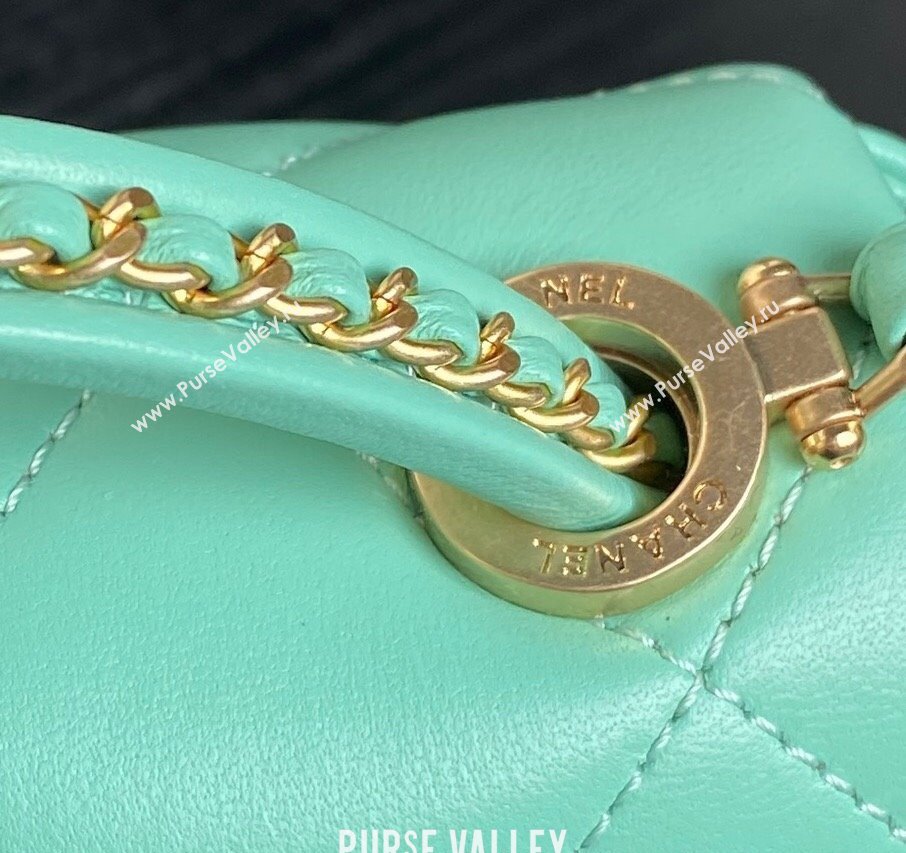 Chanel Quilted Lambskin Mini Flap Bag with Top Handle, Chain and Knot AS5298 Green 2025 (yezi-250113054)