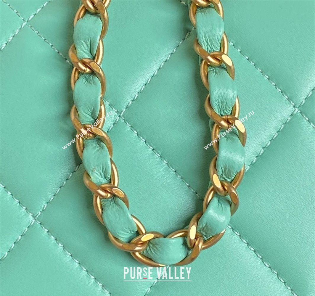 Chanel Quilted Lambskin Mini Flap Bag with Top Handle, Chain and Knot AS5298 Green 2025 (yezi-250113054)