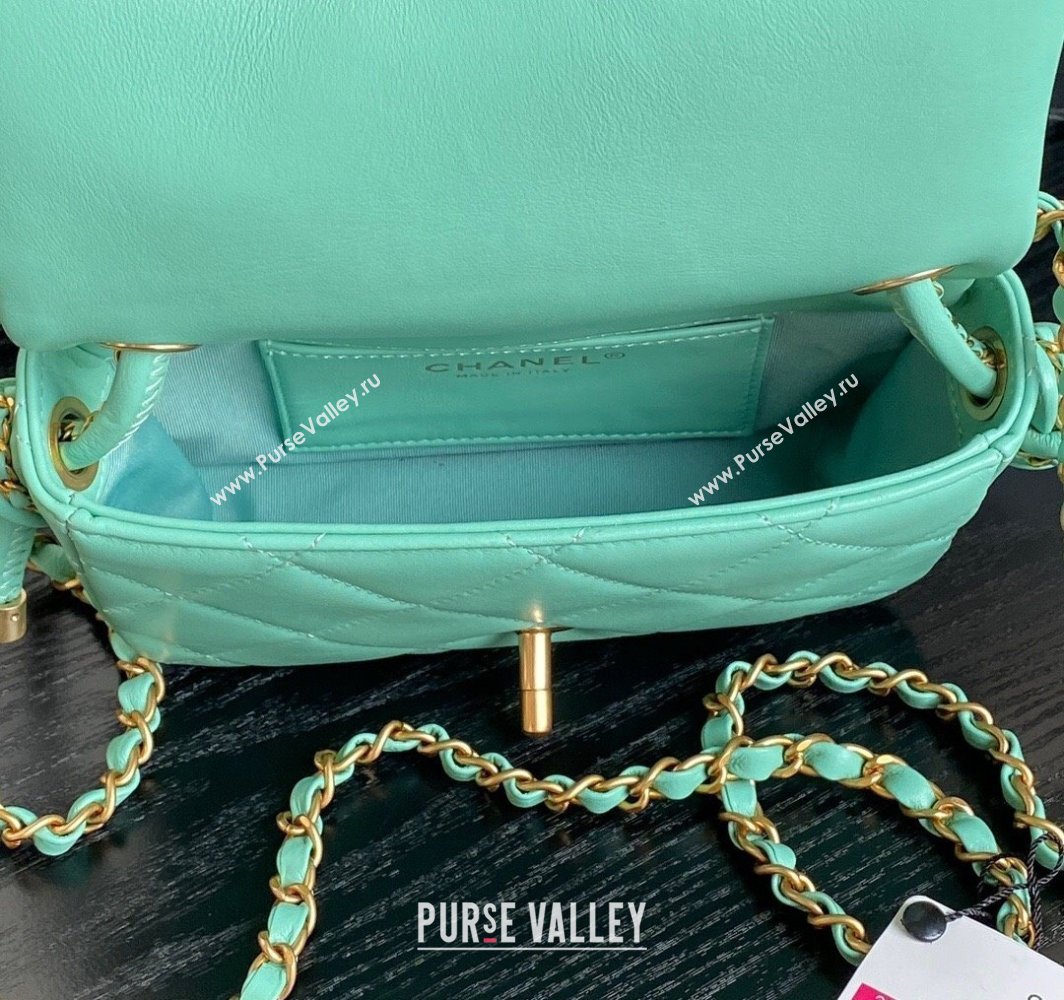 Chanel Quilted Lambskin Mini Flap Bag with Top Handle, Chain and Knot AS5298 Green 2025 (yezi-250113054)