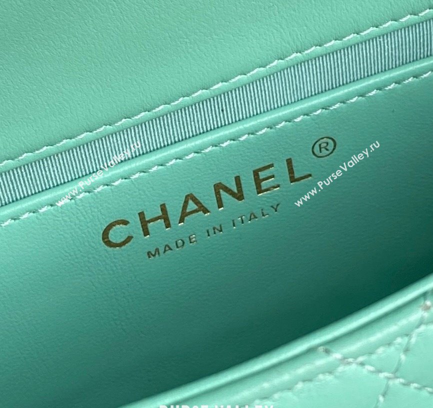Chanel Quilted Lambskin Mini Flap Bag with Top Handle, Chain and Knot AS5298 Green 2025 (yezi-250113054)