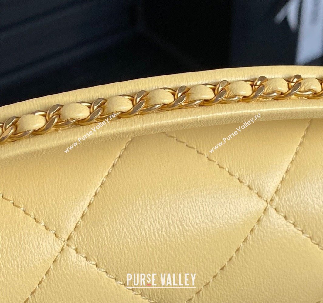 Chanel Quilted Lambskin Mini Flap Bag with Top Handle, Chain and Knot AS5298 Yellow 2025 (yezi-250113055)