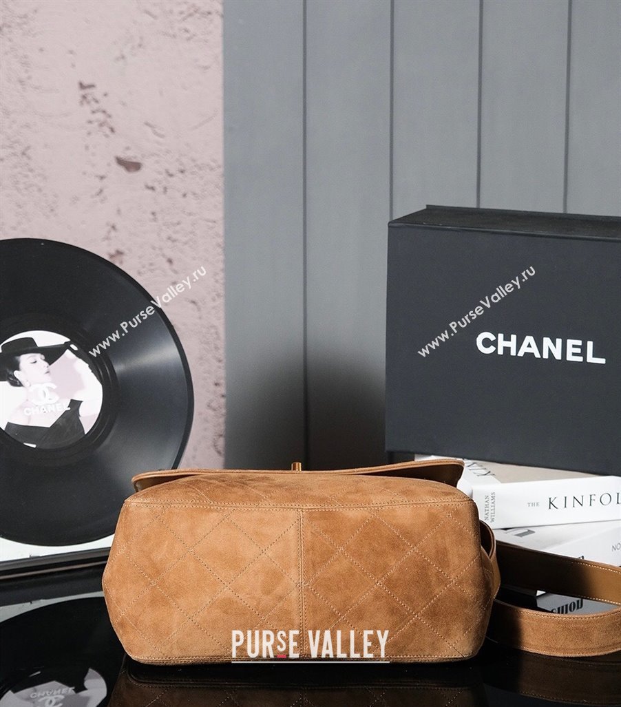 Chanel Vintage Suede Flap Bag with Wide Strap Brown 2025 CH011303 (yezi-250113057)