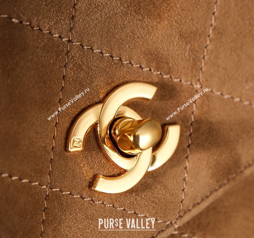 Chanel Vintage Suede Flap Bag with Wide Strap Brown 2025 A99935 (yezi-250213046)