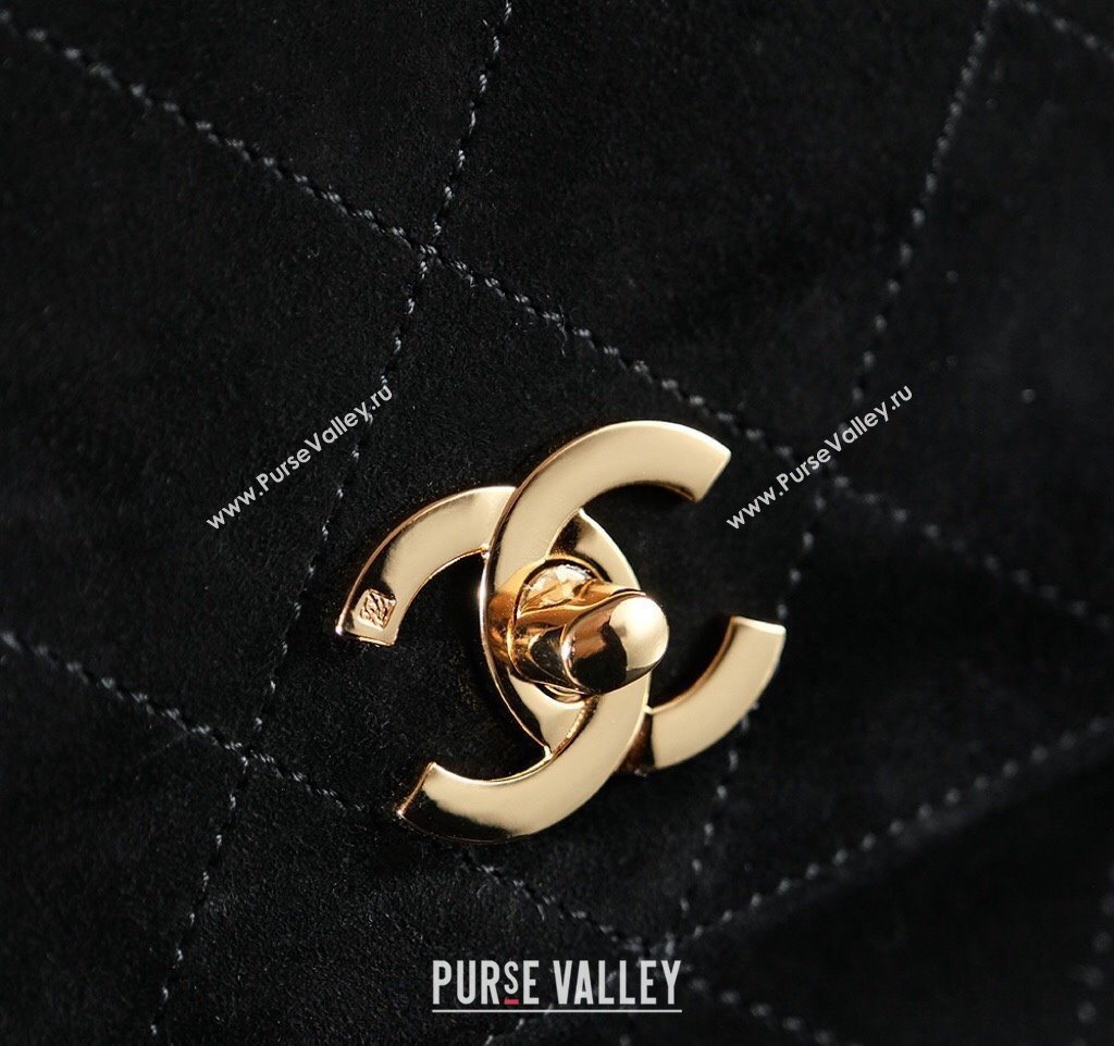 Chanel Vintage Suede Flap Bag with Wide Strap Black 2025 CH011303 (yezi-250113058)