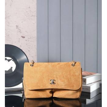 Chanel Vintage Litchi-Grained Calfskin Suede Flap Bag with Pouch Brown Yellow 2025 AS6068 (yezi-250111046)