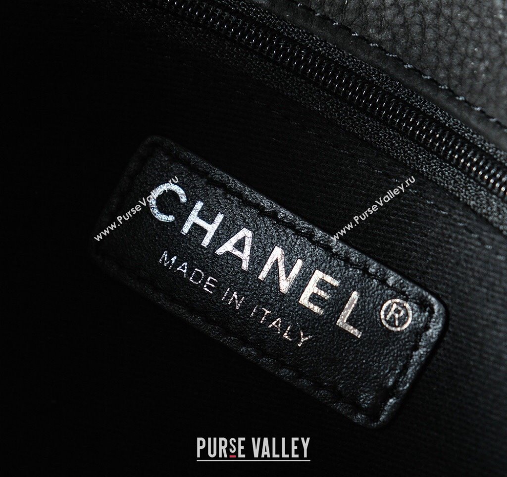 Chanel Vintage Litchi-Grained Calfskin Suede Flap Bag with Pouch Black 2025 AS6068 (yezi-250111047)