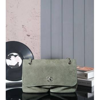 Chanel Vintage Litchi-Grained Calfskin Suede Flap Bag with Pouch Dusty Green 2025 AS6068 (yezi-250111049)