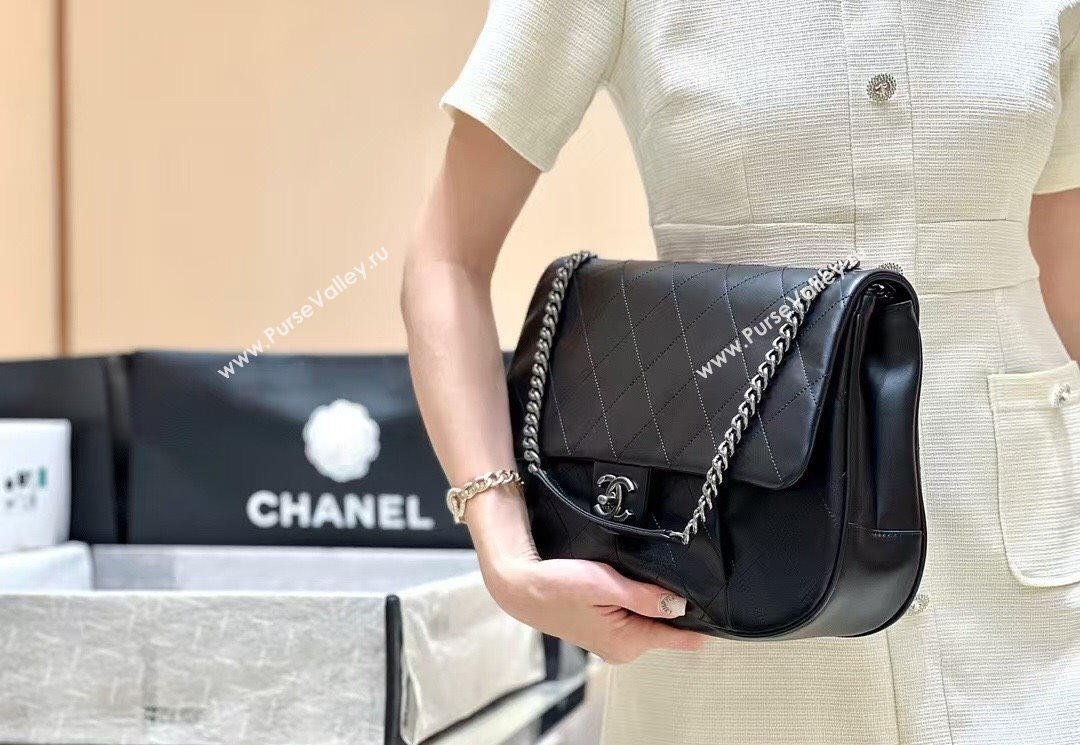 Chanel Vintage Quilted Calfskin Flap Bag Black 2025 0113 (yezi-250113059)