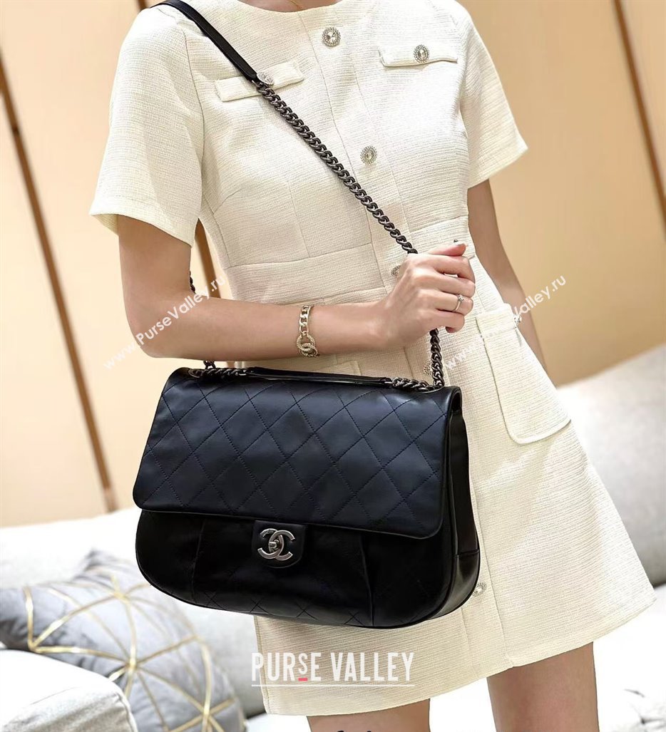 Chanel Vintage Quilted Calfskin Flap Bag Black 2025 0113 (yezi-250113059)