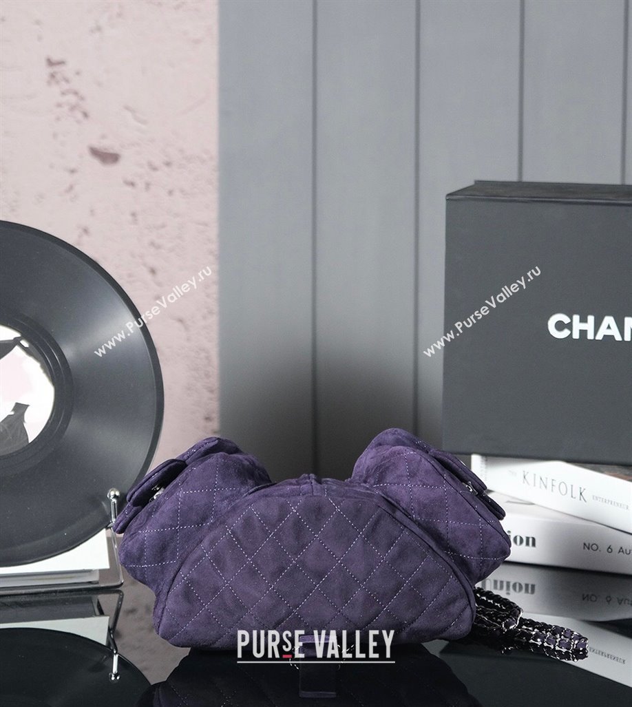 Chanel Vintage Suede Backpack Bag Pouch Violet Purple 2025 CH011304 (yezi-250113060)