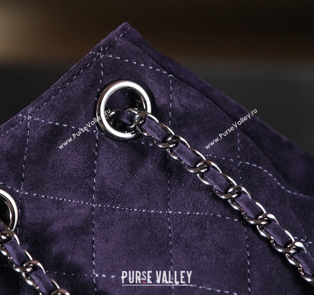Chanel Vintage Suede Backpack Bag Pouch Violet Purple 2025 CH011304 (yezi-250113060)