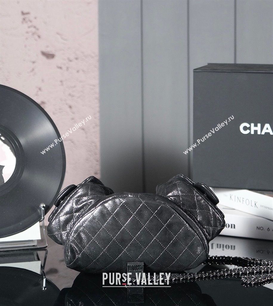 Chanel Vintage Suede Backpack Bag Pouch Violet Purple Dark Silver Grey 2025 CH011304 (yezi-250113061)