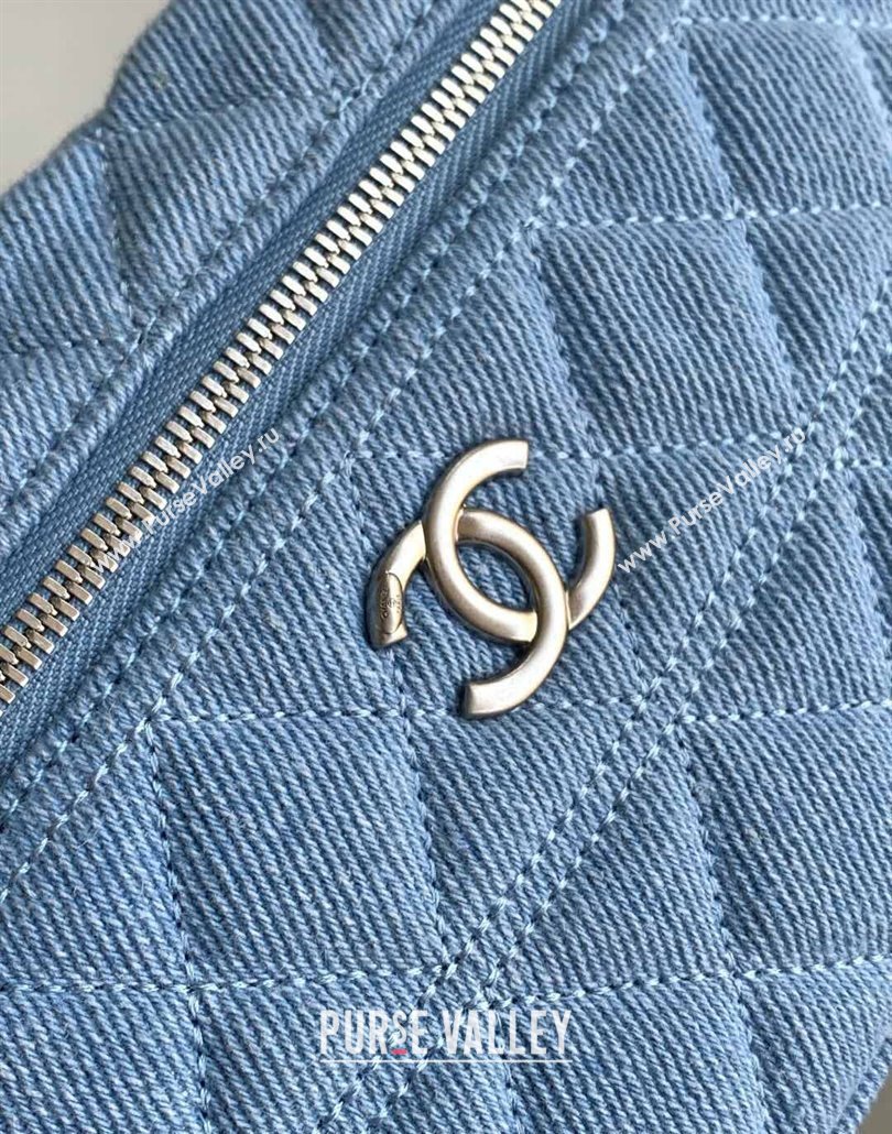 Chanel Light Blue Denim Long Vanity Case with Chain 2025 AP4407 (yezi-250113035)
