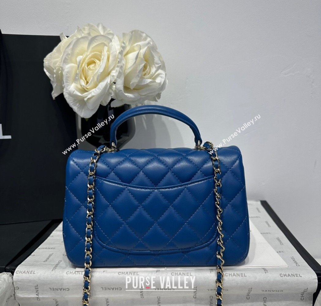Chanel Coco Lambskin Mini Flap Bag with Top Handle AS2431 Royal Blue 2025 0212 (yezi-250213006)