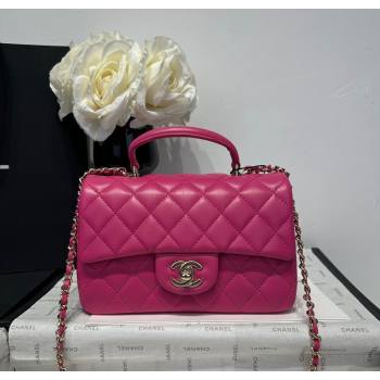 Chanel Coco Lambskin Mini Flap Bag with Top Handle AS2431 Dark Pink 2025 0212 (yezi-250213007)