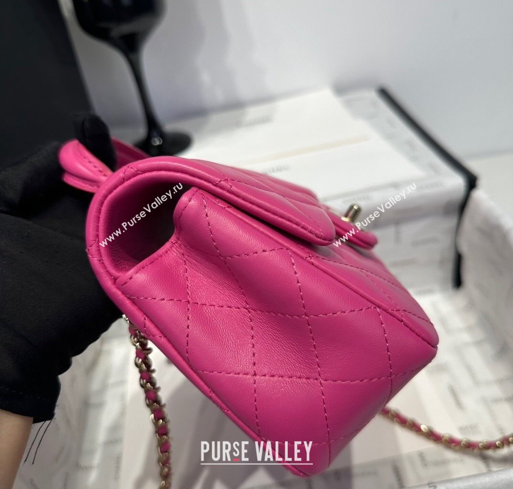 Chanel Coco Lambskin Mini Flap Bag with Top Handle AS2431 Dark Pink 2025 0212 (yezi-250213007)