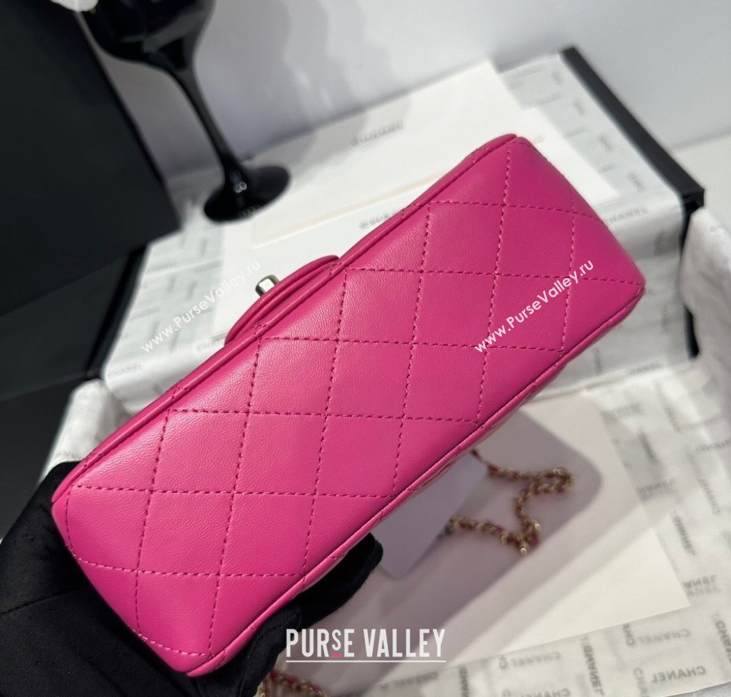 Chanel Coco Lambskin Mini Flap Bag with Top Handle AS2431 Dark Pink 2025 0212 (yezi-250213007)