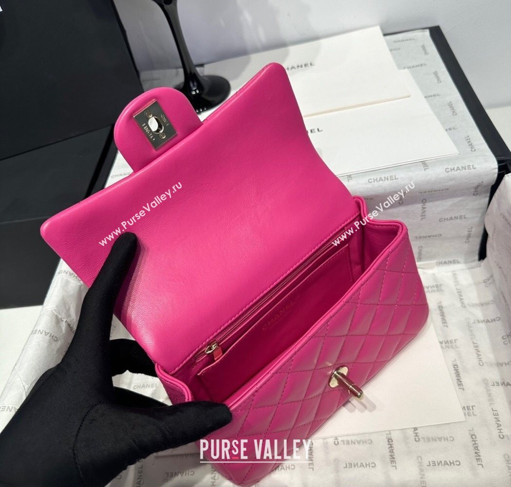 Chanel Coco Lambskin Mini Flap Bag with Top Handle AS2431 Dark Pink 2025 0212 (yezi-250213007)