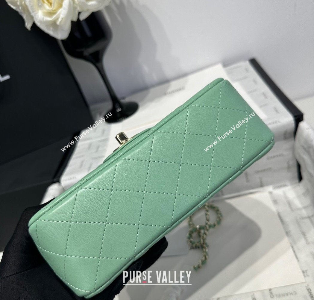 Chanel Coco Lambskin Mini Flap Bag with Top Handle AS2431 Light Green 2025 0212 (yezi-250213008)