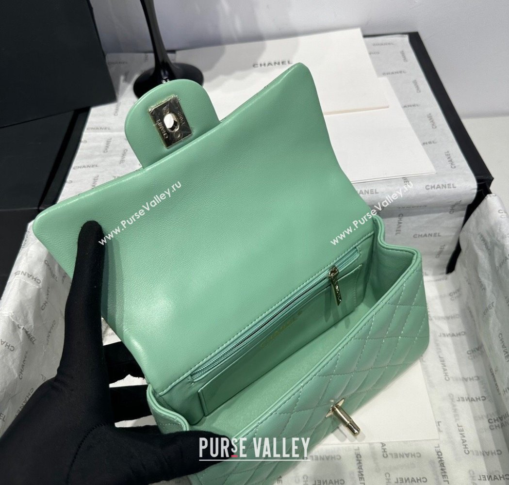 Chanel Coco Lambskin Mini Flap Bag with Top Handle AS2431 Light Green 2025 0212 (yezi-250213008)