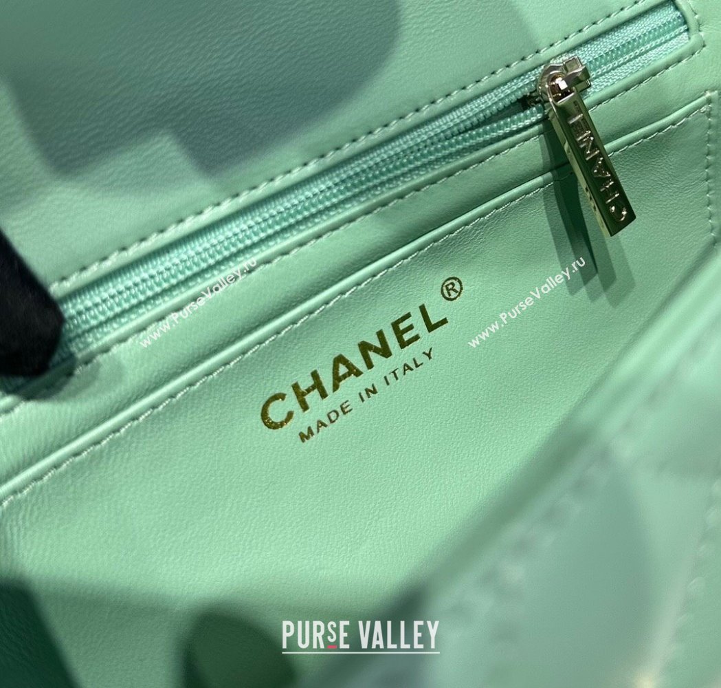 Chanel Coco Lambskin Mini Flap Bag with Top Handle AS2431 Light Green 2025 0212 (yezi-250213008)
