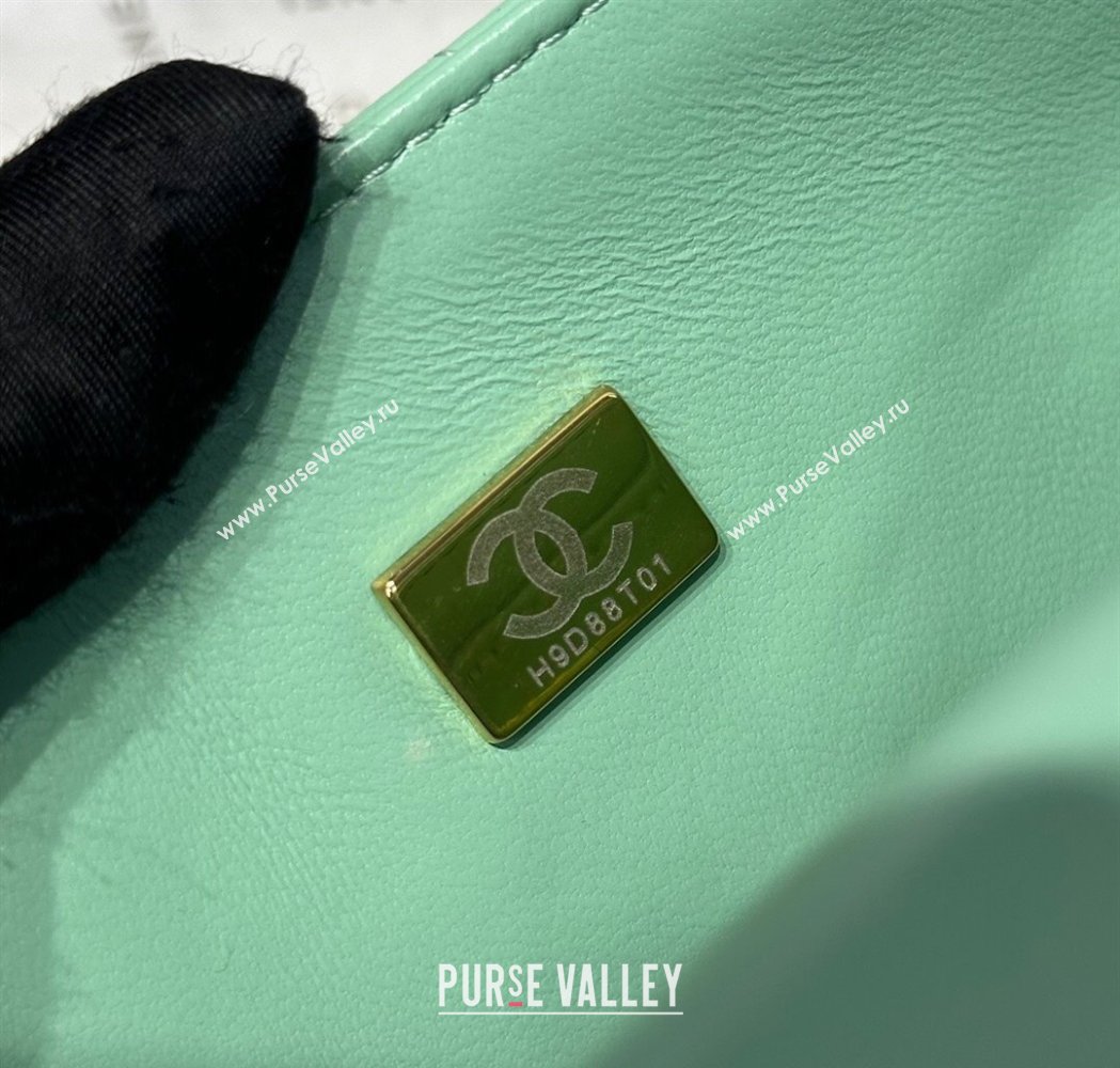 Chanel Coco Lambskin Mini Flap Bag with Top Handle AS2431 Light Green 2025 0212 (yezi-250213008)